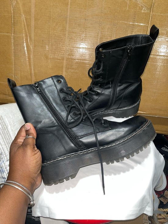 UNIONBAY Shoes - Black Combat Boots with Stitching